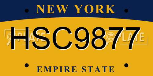 HSC9877 New York License Plate