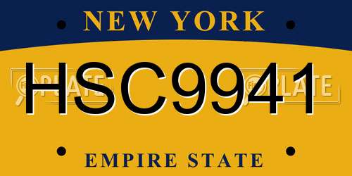 HSC9941 New York License Plate