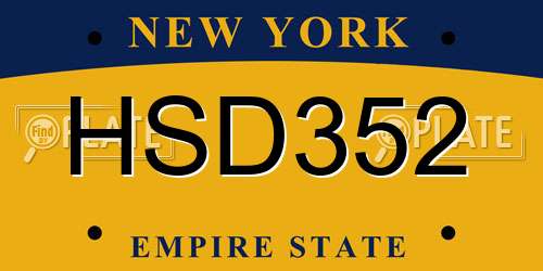 HSD352 New York License Plate