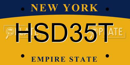 HSD35T New York License Plate