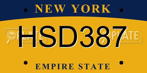 HSD387 New York License Plate