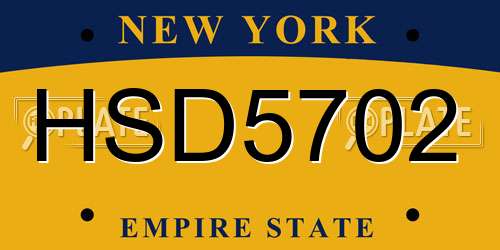 HSD5702 New York License Plate