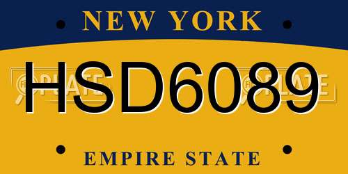 HSD6089 New York License Plate