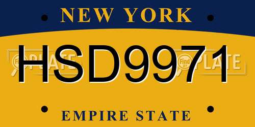HSD9971 New York License Plate