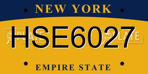 HSE6027 New York License Plate
