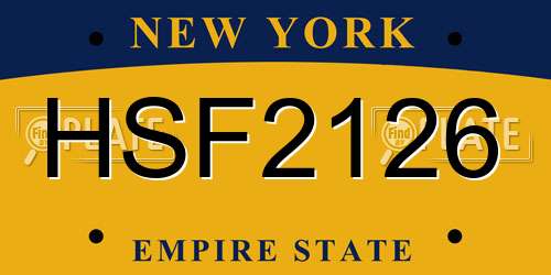 HSF2126 New York License Plate
