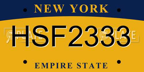 HSF2333 New York License Plate