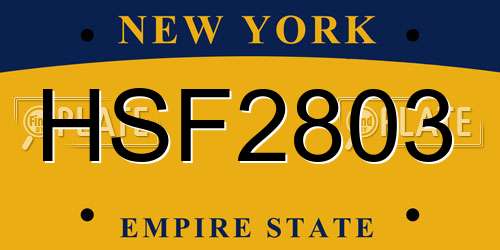 HSF2803 New York License Plate
