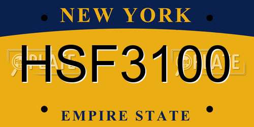 HSF3100 New York License Plate