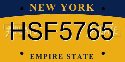 HSF5765 New York License Plate