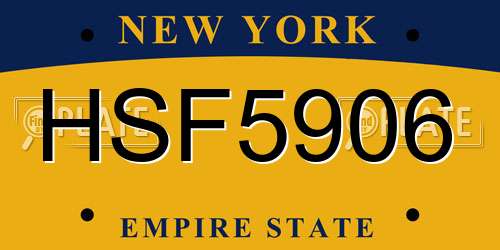 HSF5906 New York License Plate