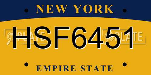 HSF6451 New York License Plate