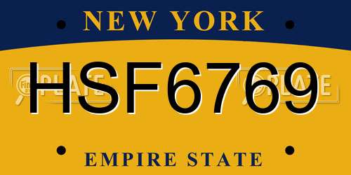 HSF6769 New York License Plate