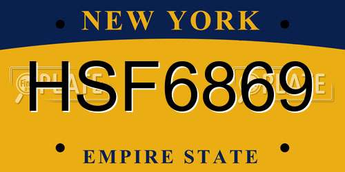 HSF6869 New York License Plate
