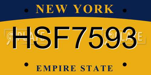 HSF7593 New York License Plate