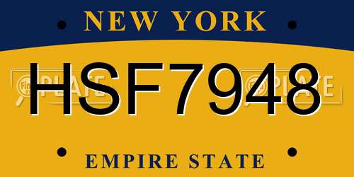 HSF7948 New York License Plate