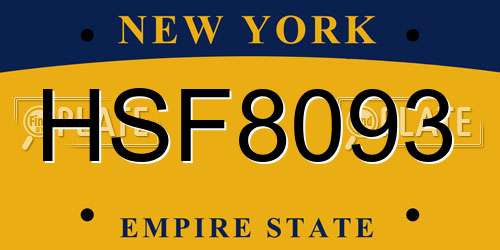 HSF8093 New York License Plate