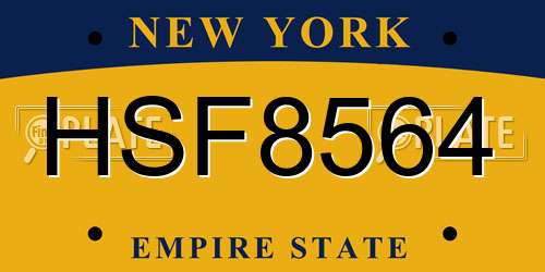HSF8564 New York License Plate