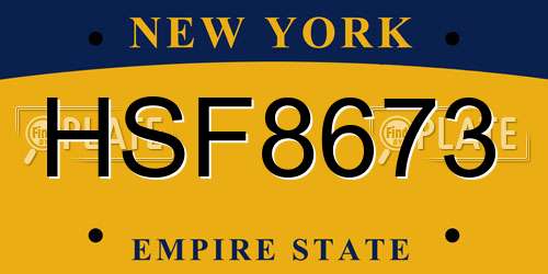HSF8673 New York License Plate