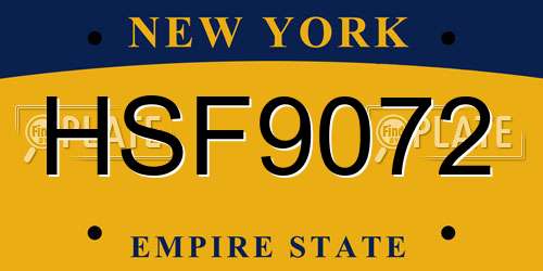 HSF9072 New York License Plate