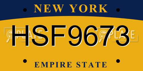 HSF9673 New York License Plate