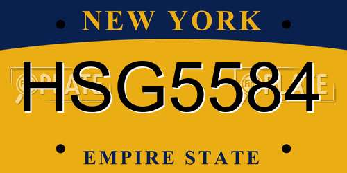 HSG5584 New York License Plate