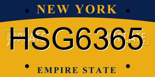 HSG6365 New York License Plate