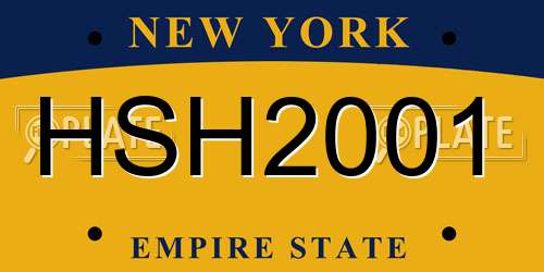 HSH2001 New York License Plate