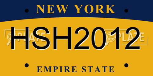 HSH2012 New York License Plate