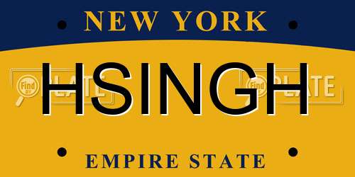 HSINGH New York License Plate