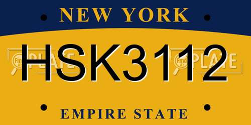 HSK3112 New York License Plate