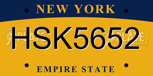 HSK5652 New York License Plate