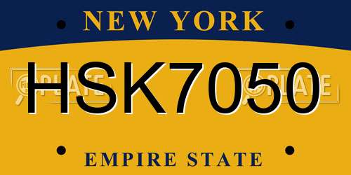 HSK7050 New York License Plate