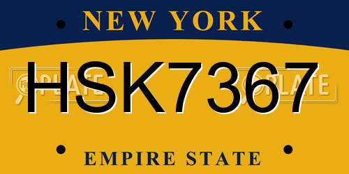 HSK7367 New York License Plate