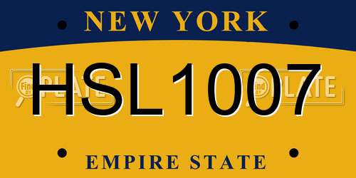 HSL1007 New York License Plate