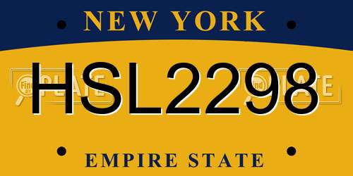 HSL2298 New York License Plate