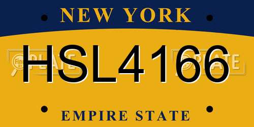 HSL4166 New York License Plate