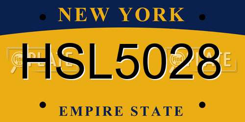 HSL5028 New York License Plate