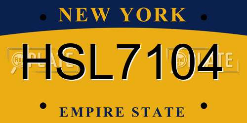 HSL7104 New York License Plate