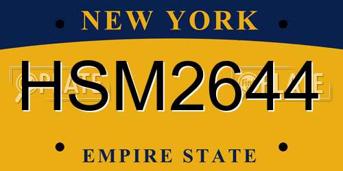 HSM2644 New York License Plate