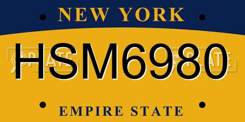 HSM6980 New York License Plate
