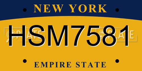 HSM7581 New York License Plate