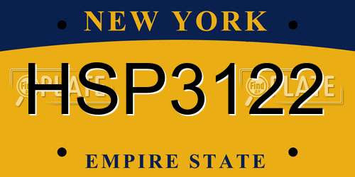 HSP3122 New York License Plate