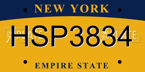HSP3834 New York License Plate