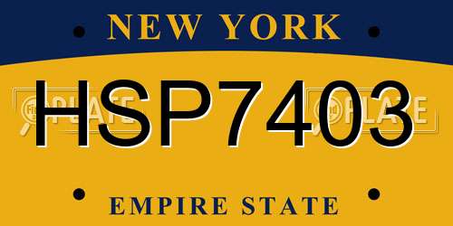 HSP7403 New York License Plate