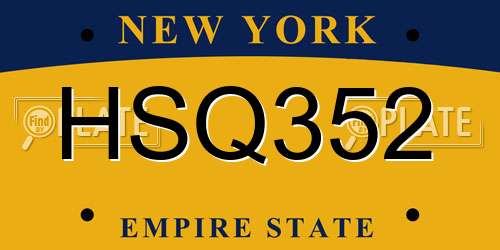 HSQ352 New York License Plate