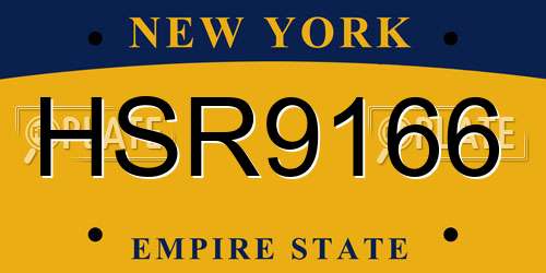 HSR9166 New York License Plate