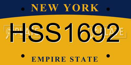 HSS1692 New York License Plate