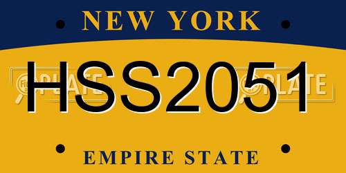 HSS2051 New York License Plate