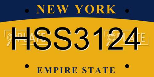 HSS3124 New York License Plate